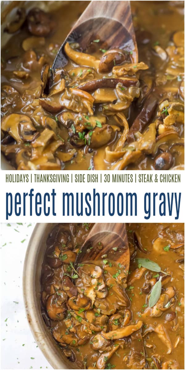 pinterest image for easy mushroom gravy
