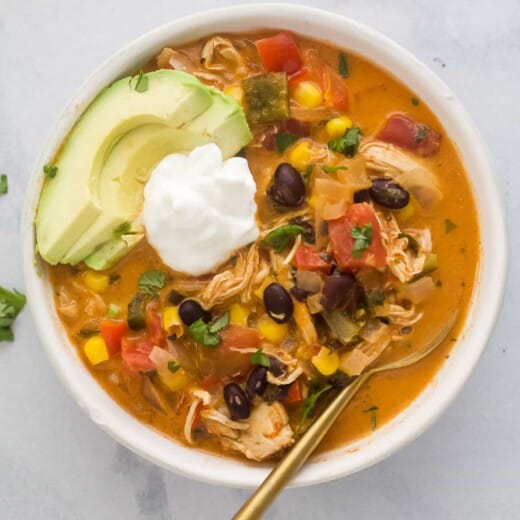 Creamy Chicken Enchilada Soup Recipe | Joyful Healthy Eats