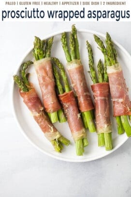 pinterst image for prosciutto wrapped asparagus