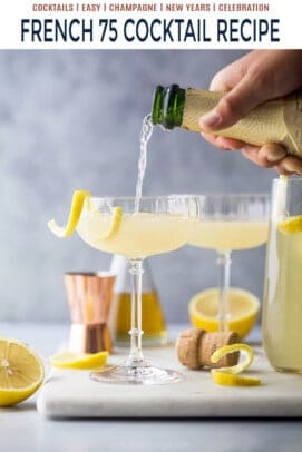 pinterest image for Classic French 55 Cocktail