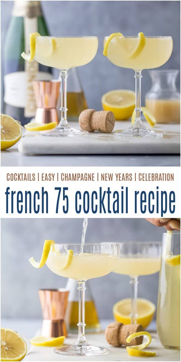 pinterest image for Classic French 55 Cocktail