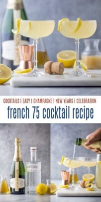 pinterest image for Classic French 55 Cocktail