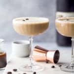 glass filled with espresso martini