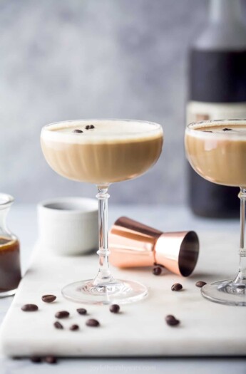 glass filled with espresso martini