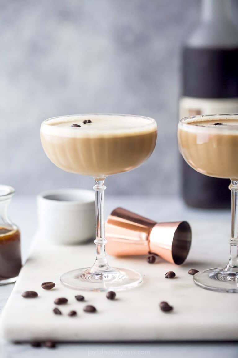 glass filled with espresso martini