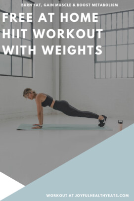 pinterest image for At Home HIIT Workout with Weights