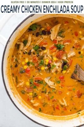 pinterest image for Creamy Chicken Enchilada Soup Recipe