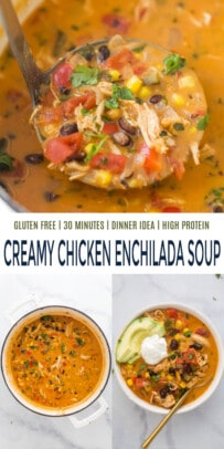 pinterest image for Creamy Chicken Enchilada Soup Recipe