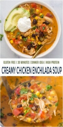 pinterest image for Creamy Chicken Enchilada Soup Recipe