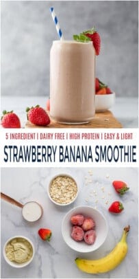 pinterest image for strawberry banana smoothie