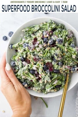 pinterest image for superfood broccolini salad recipe