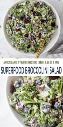 pinterest image for superfood broccolini salad recipe