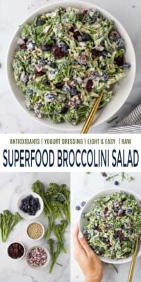 pinterest image for superfood broccolini salad recipe