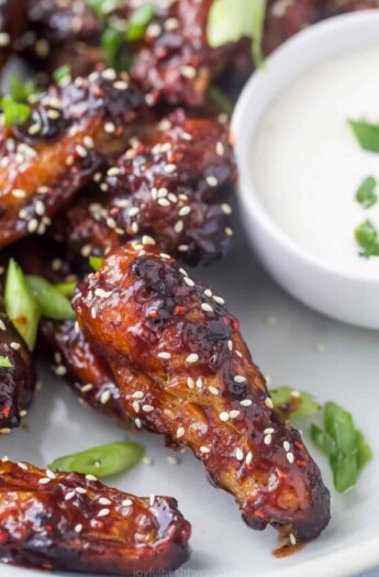 closeup of baked asian chicken wing