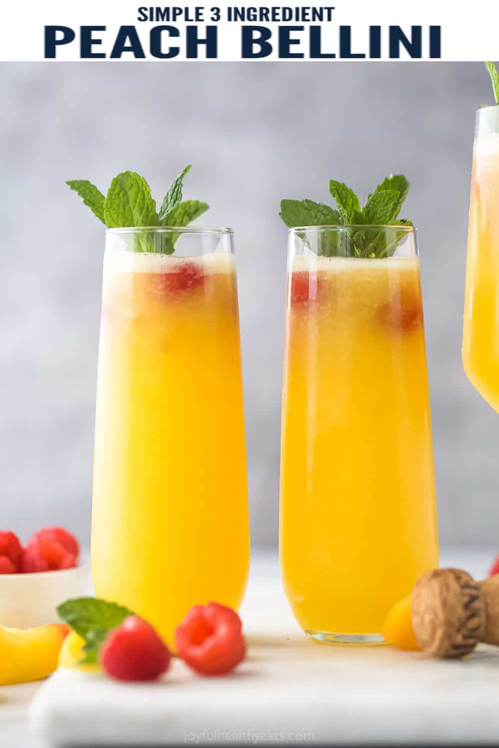 pinterest image for 3 Ingredient Peach Bellini Recipe