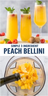pinterest image for 3 Ingredient Peach Bellini Recipe