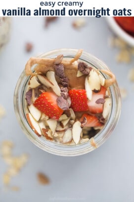 pinterest image for Creamy Vanilla Almond Overnight Oatmeal