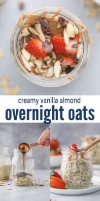 pinterest image for Creamy Vanilla Almond Overnight Oatmeal