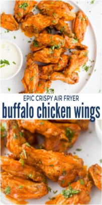 pinterest image for air fryer buffalo chicken wings