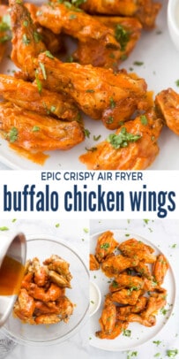 pinterest image for air fryer buffalo chicken wings