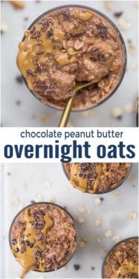 pinterest image for Chocolate Peanut Butter Overnight Oats