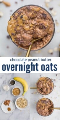 pinterest image for Chocolate Peanut Butter Overnight Oats