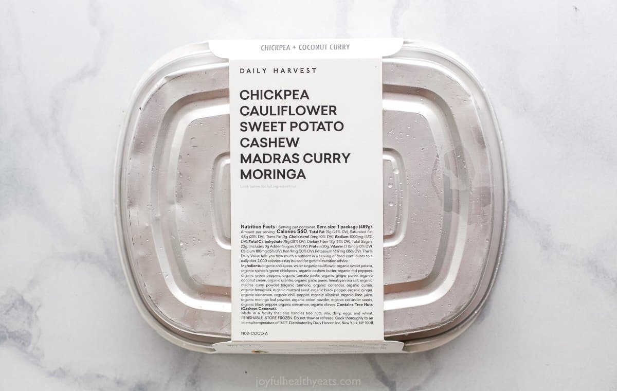 packaging on back of daily harvest bake container