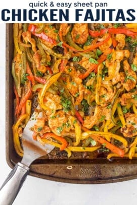 pinterest image for Quick & Easy Sheet Pan Chicken Fajitas