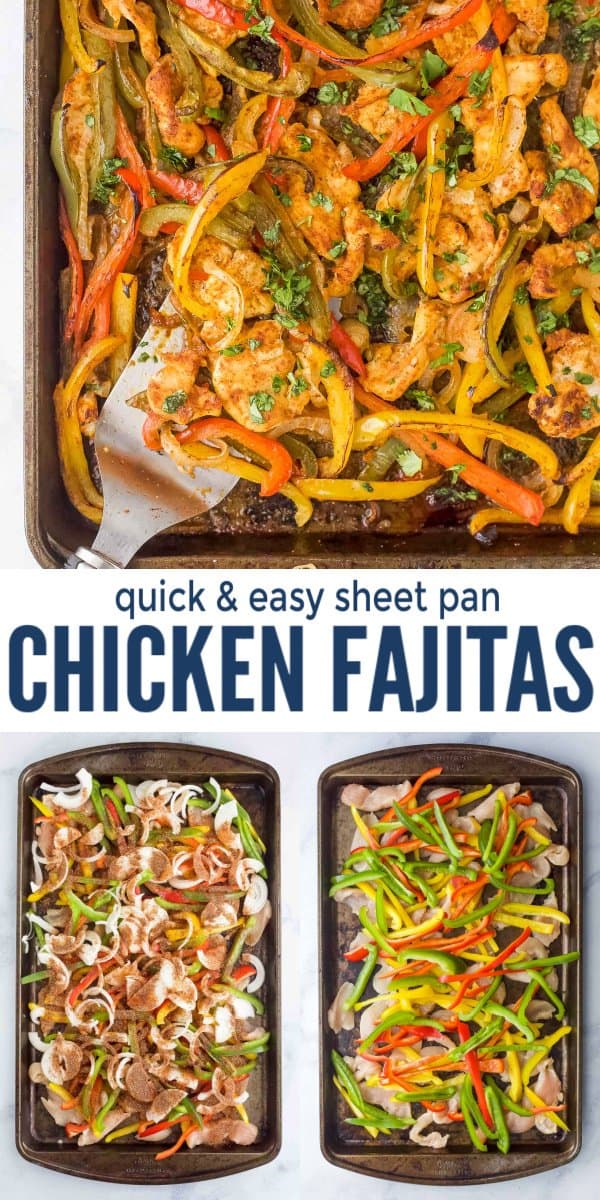 pinterest image for Quick & Easy Sheet Pan Chicken Fajitas