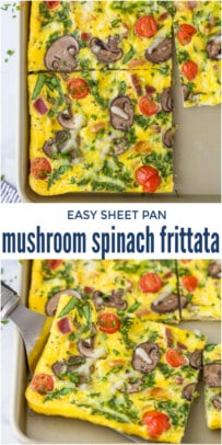 pinterest image for Sheet Pan Mushroom Spinach Frittata