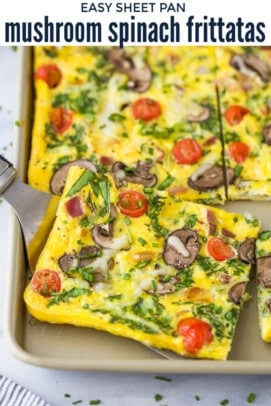 pinterest image for Sheet Pan Mushroom Spinach Frittata