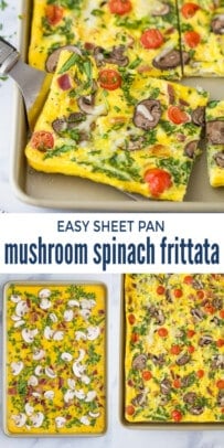 pinterest image for Sheet Pan Mushroom Spinach Frittata