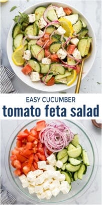 pinterest image for Easy Cucumber Tomato Feta Salad