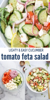 pinterest image for Easy Cucumber Tomato Feta Salad