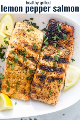 pinterest image for Grilled Lemon Pepper Salmon Recipe