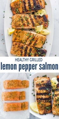 pinterest image for Grilled Lemon Pepper Salmon Recipe