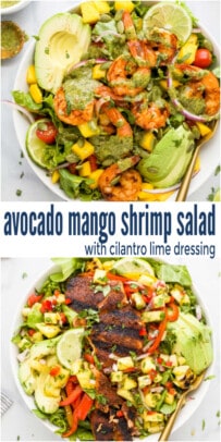 pinterest image for Light & Refreshing Avocado Mango Shrimp Salad