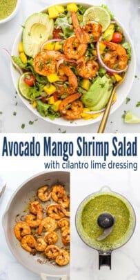 pinterest image for Light & Refreshing Avocado Mango Shrimp Salad