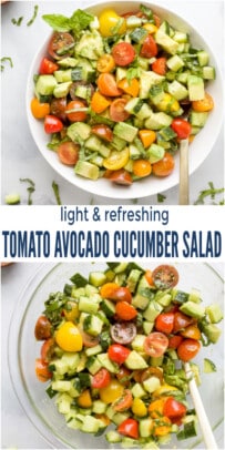 pinterest image for Refreshing Avocado Tomato Cucumber Salad