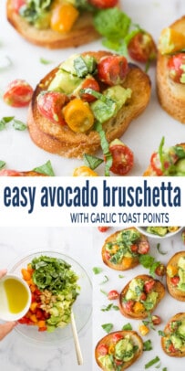 pinterest image for Easy Avocado Bruschetta