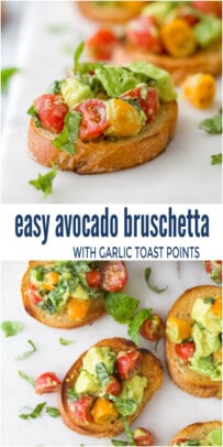 pinterest image for Easy Avocado Bruschetta