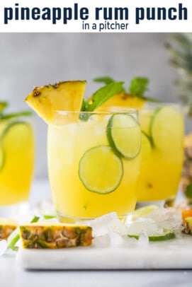 pinterest image for Pineapple Rum Punch Pitcher Cocktail