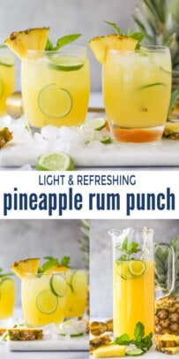 pinterest image for Pineapple Rum Punch Pitcher Cocktail