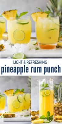 pinterest image for Pineapple Rum Punch Pitcher Cocktail