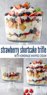 pinterest image for Easy Strawberry Shortcake Trifle