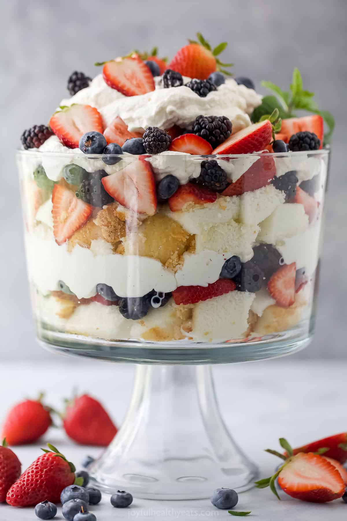 Beautiful Ice Cream With Fruits And Berries In A Glass Container