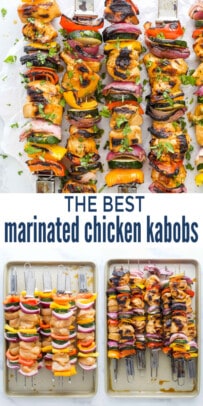 pinterest image for The Best Juicy Marinated Chicken Kabob Recipe