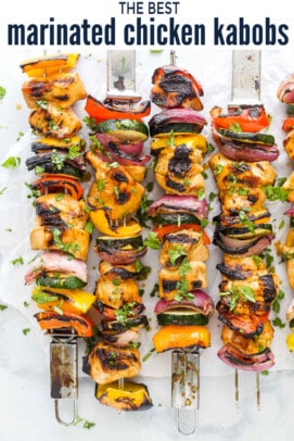 pinterest image for The Best Juicy Marinated Chicken Kabob Recipe