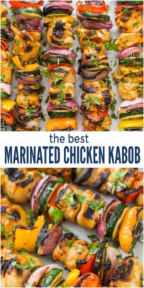 pinterest image for The Best Juicy Marinated Chicken Kabob Recipe