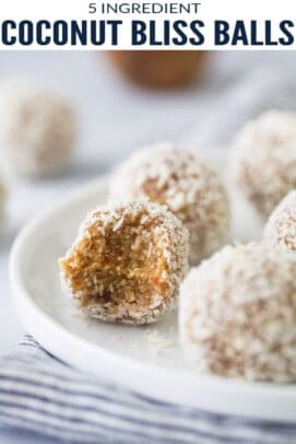 pinterest image for Easy Coconut Bliss Bars - Best Protein Balls